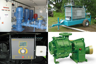 Various irrigation pumping systems and controllers